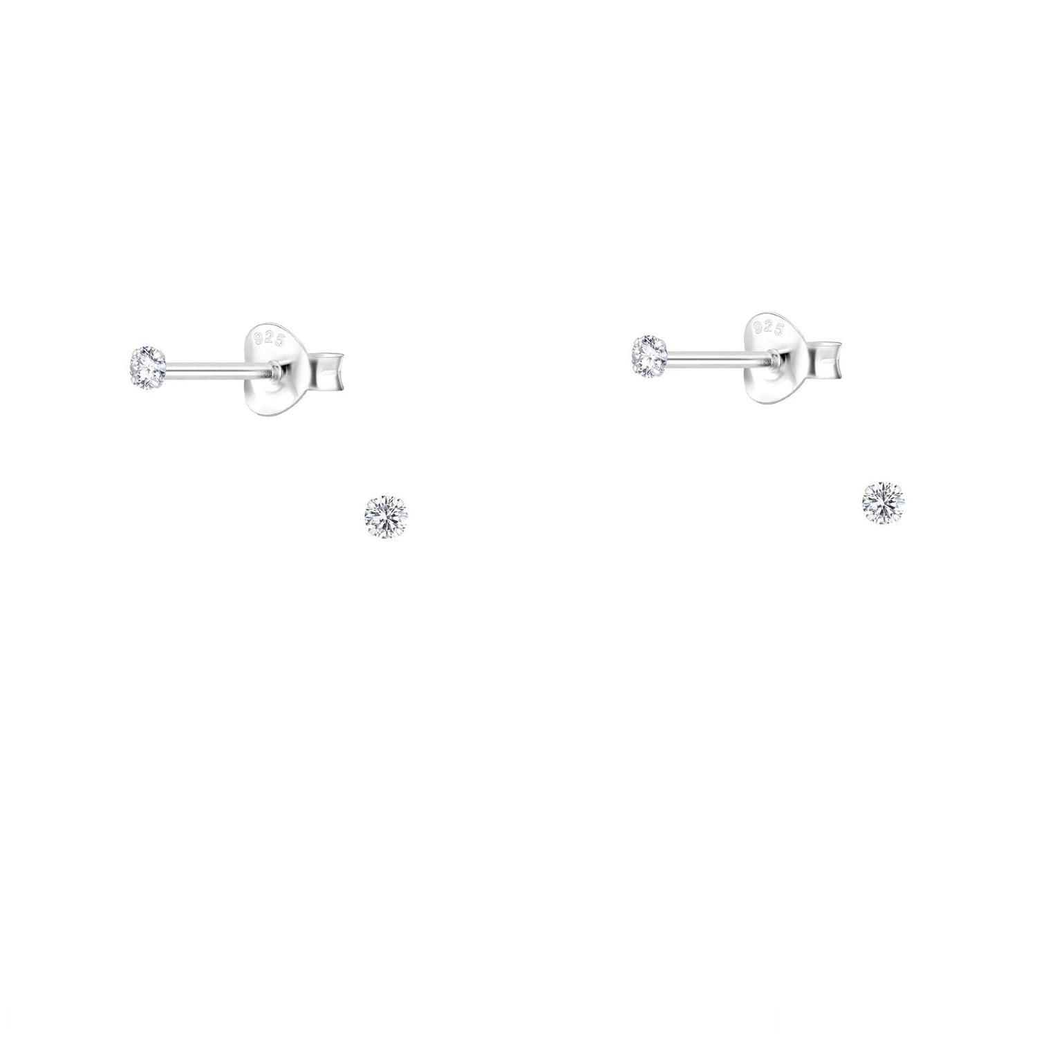 Melchior Jewellery sterling silver cubic zirconia stud earrings with secure butterfly backs