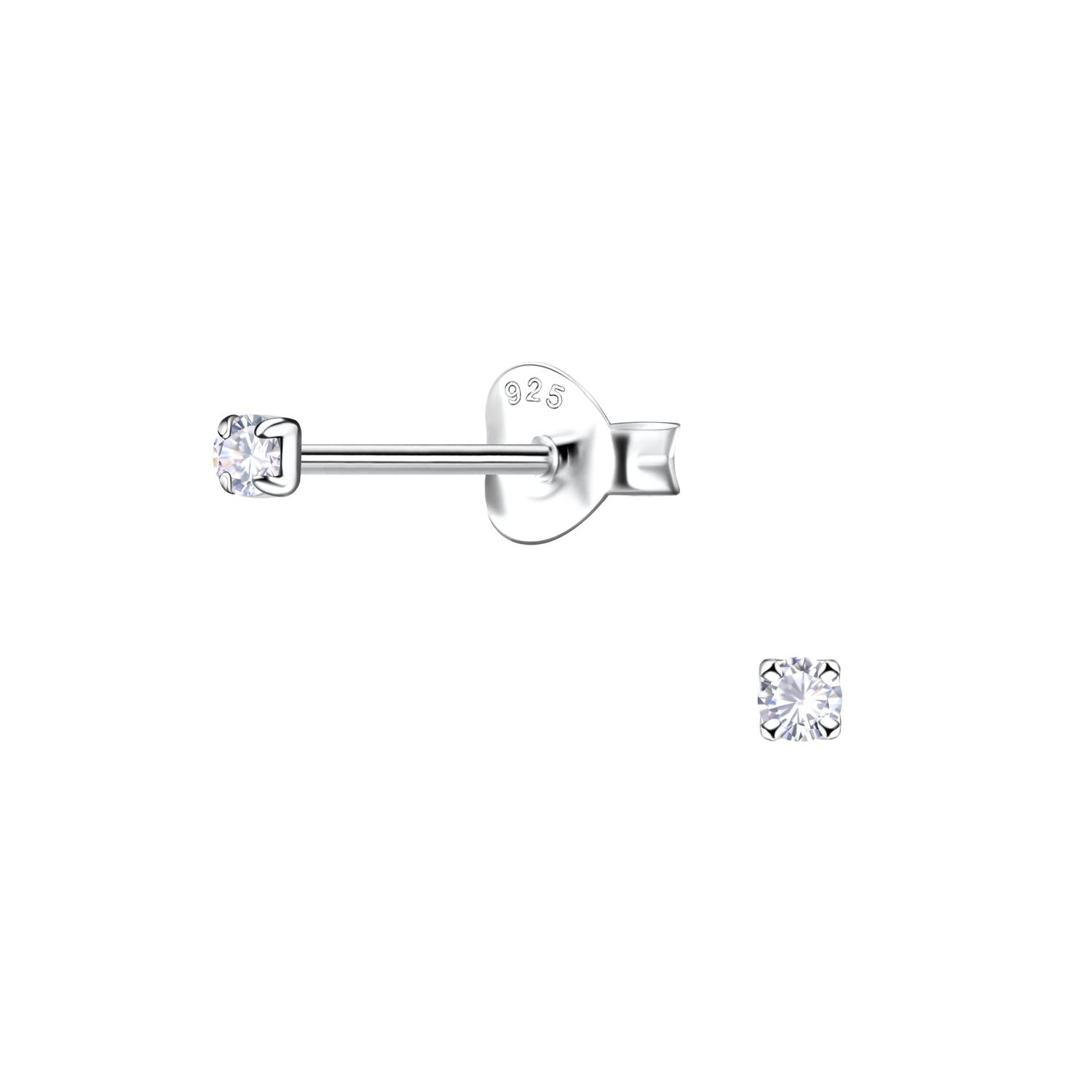 Sterling silver round cubic zirconia earrings stud jewellery for women by Melchior Jewellery