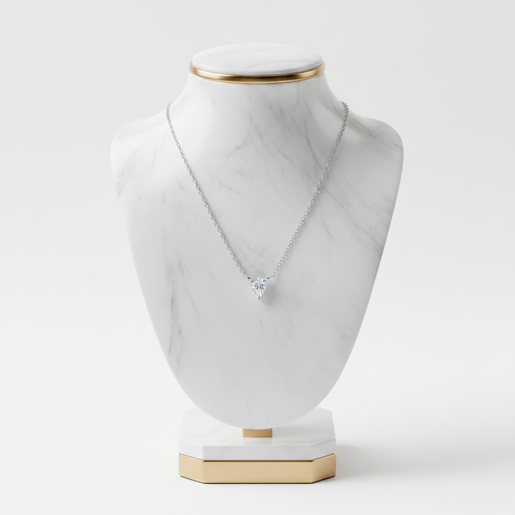 925 Sterling Silver Cubic Zirconia Teardrop Pendant Necklace