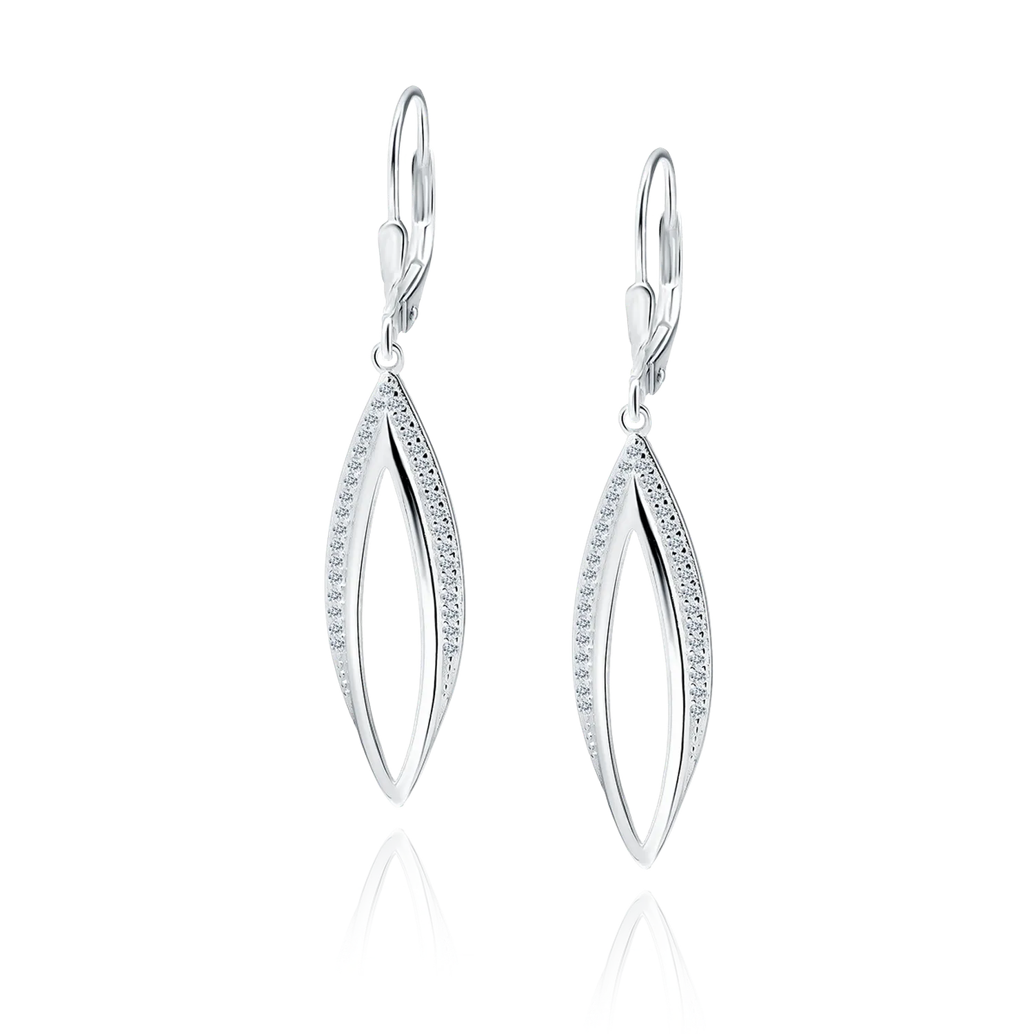 Sterling Silver Clear CZ Open Drop Earrings - Melchior Jewellery