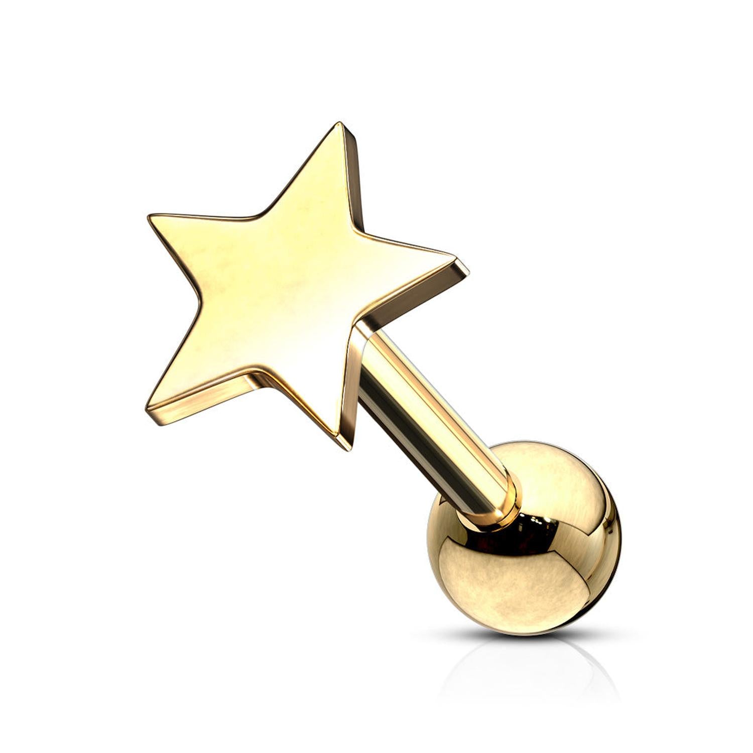 Melchior Jewellery sterling silver star cartilage earring with high shine gold plating and ball back