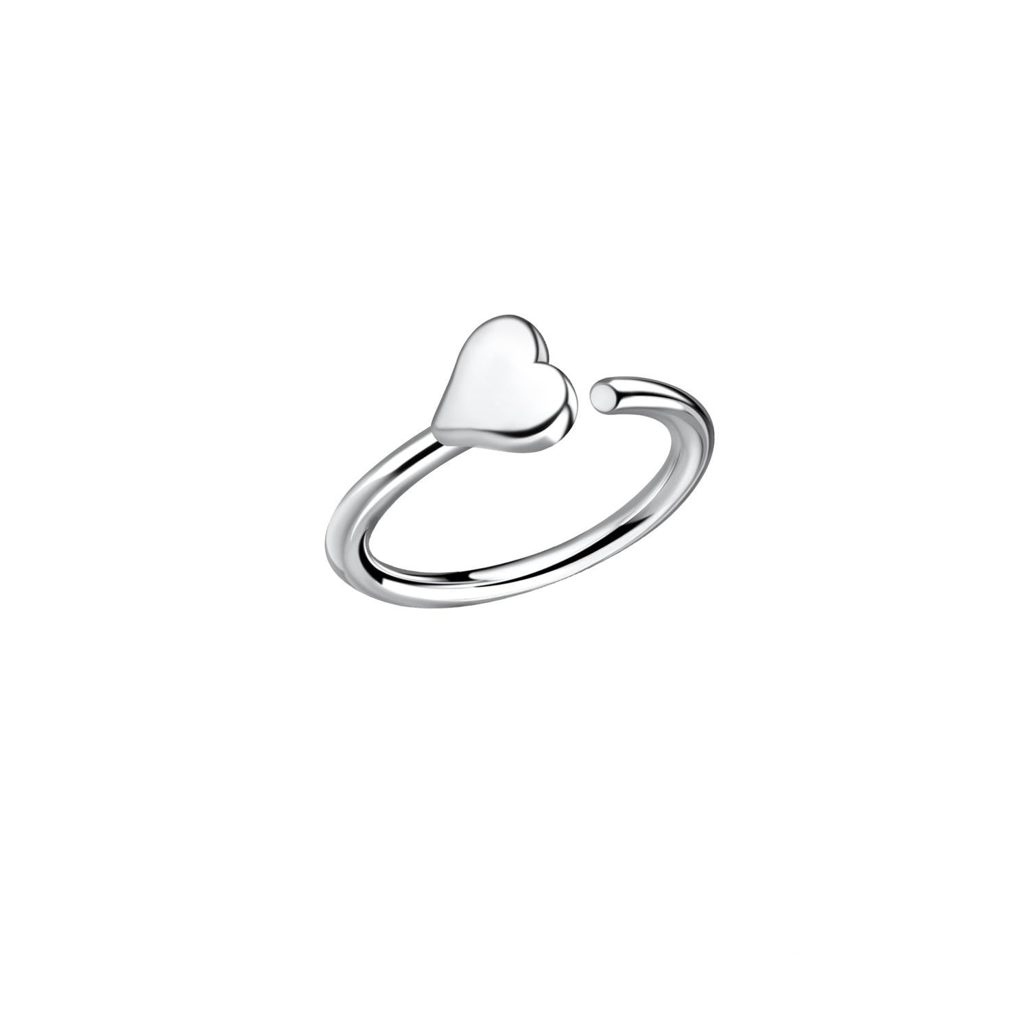 sterling silver Helix Heart Piercing Hoop with heart detail for ear cartilage body jewellery