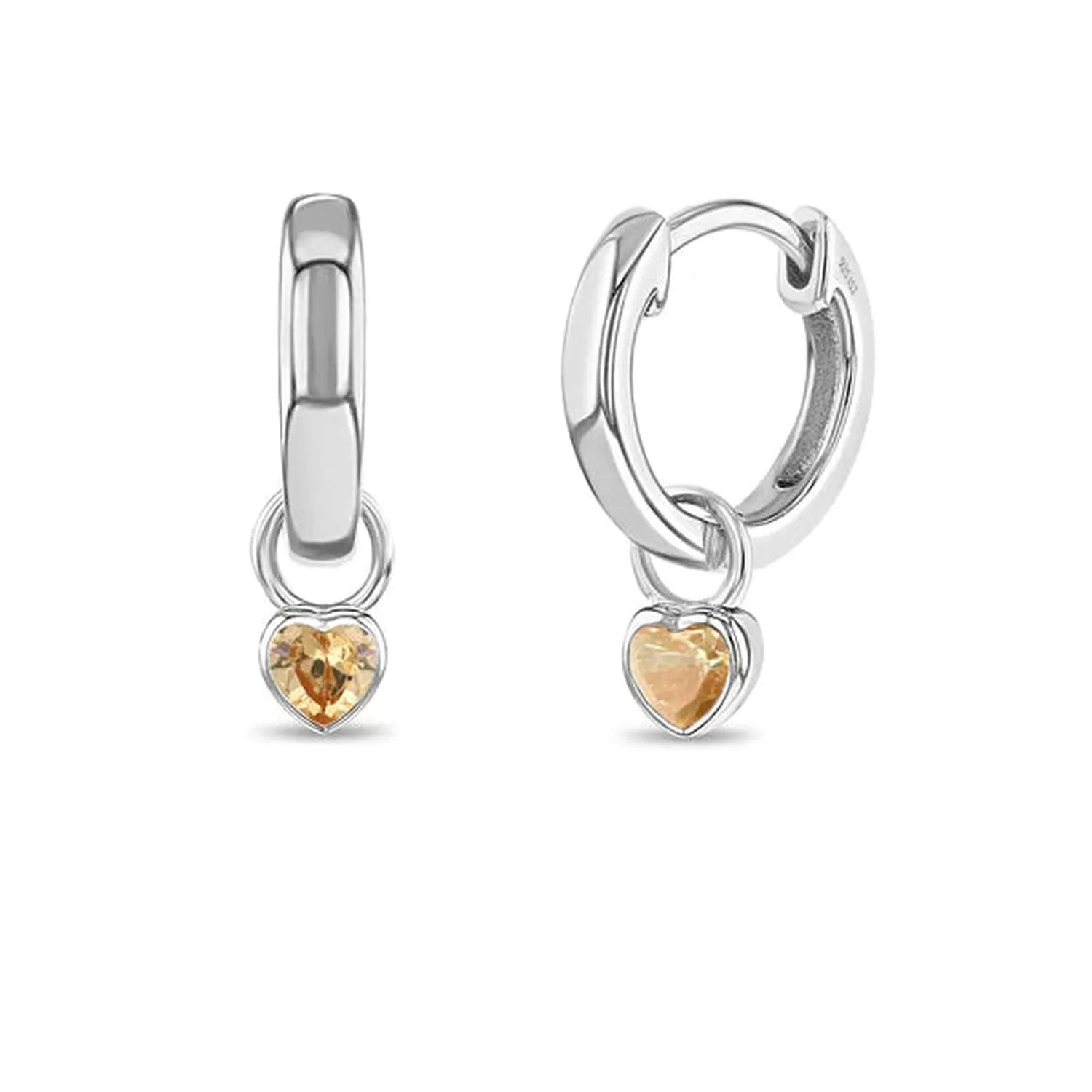 Childrens Sterling Silver November Birthstone Heart Hoop Earrings - Melchior Jewellery