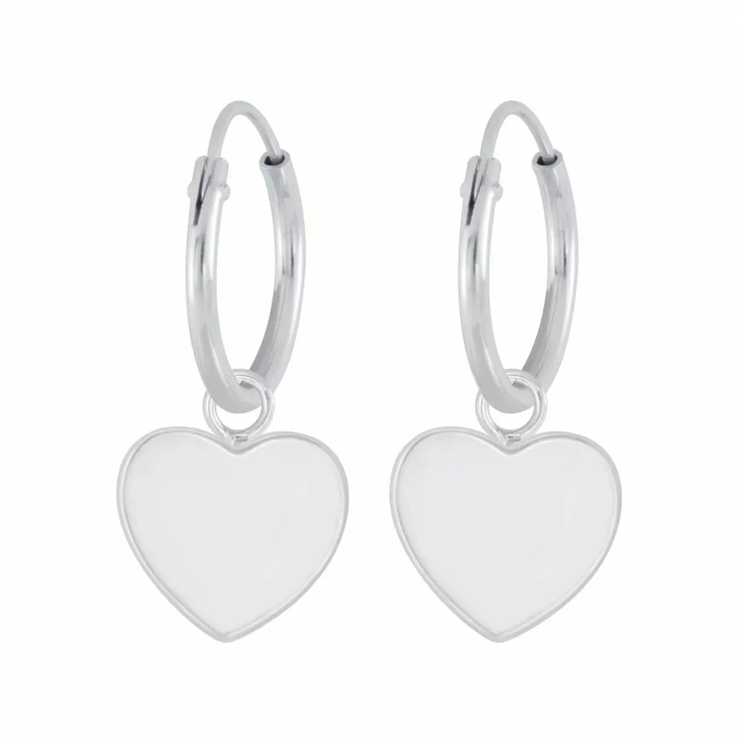 Girls's Sterling Silver Heart Charm Hoop Earrings - Melchior Jewellery