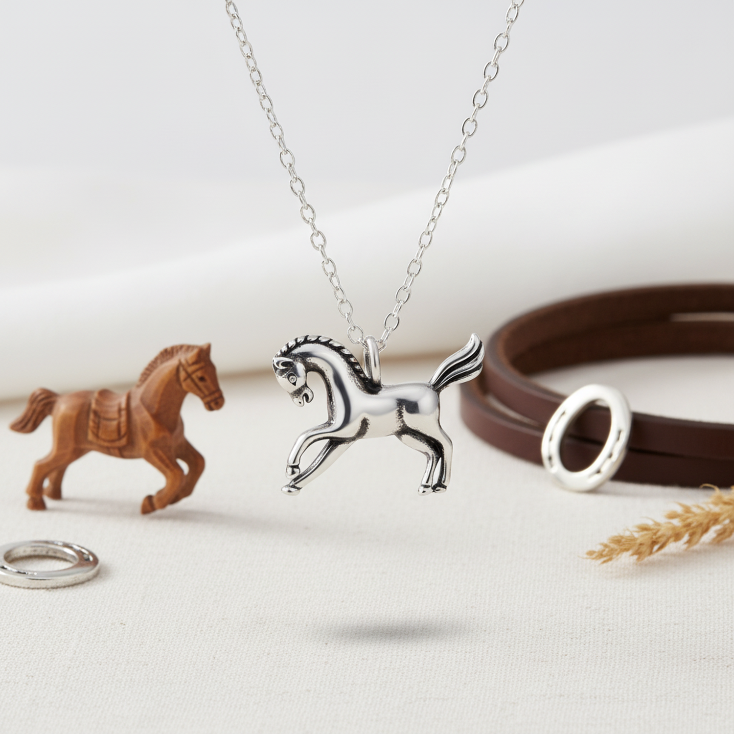 Melchior Jewellery sterling silver horse necklace with detailed horse pendant on delicate chain
