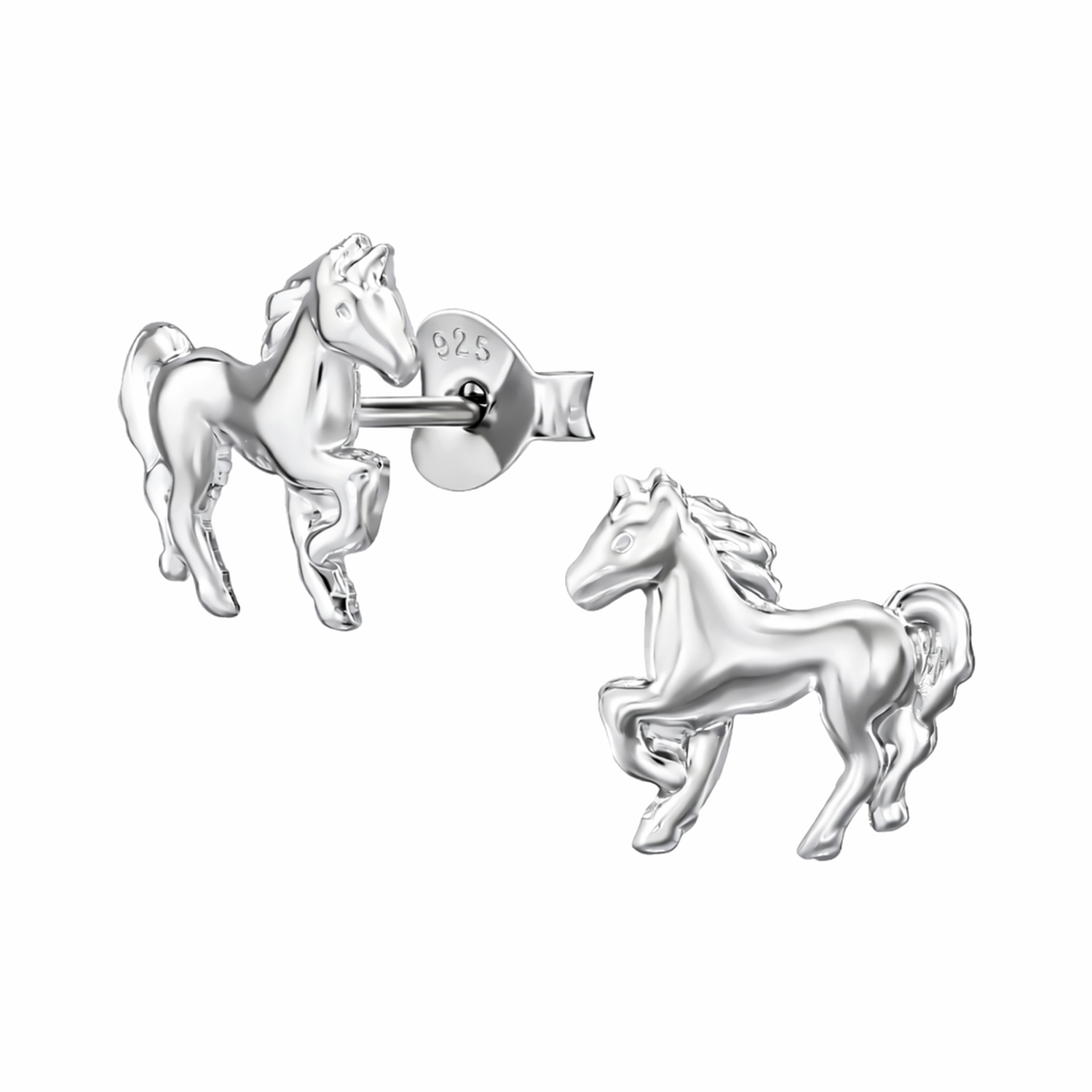 Kids Premium Silver Animal Earrings - Childrens Horse Studs - Melchior Jewellery