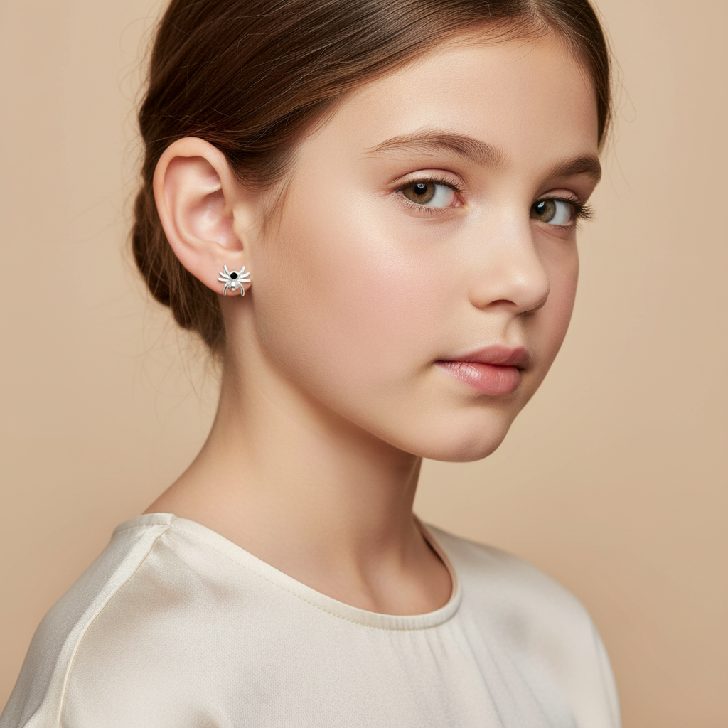 Melchior CZ Spider Earrings for Children in Sterling Silver - Melchior Jewellery