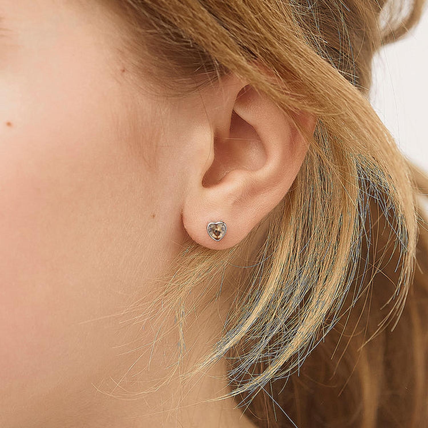 sterling silver heart shaped kids November birthstone screw back earrings for children from In Season Jewellery