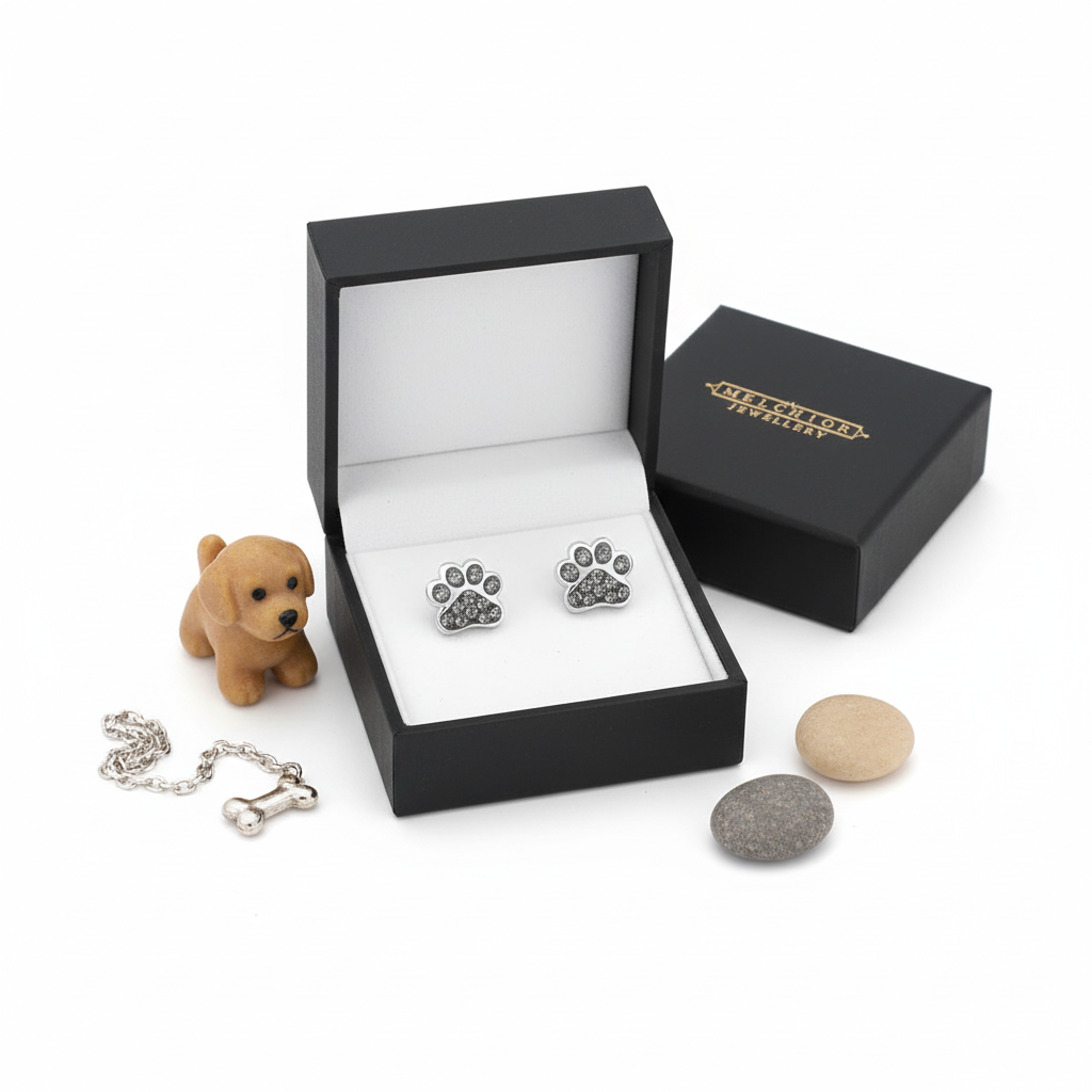 Sterling Silver Dog Paw Stud Earrings - Melchior Jewellery