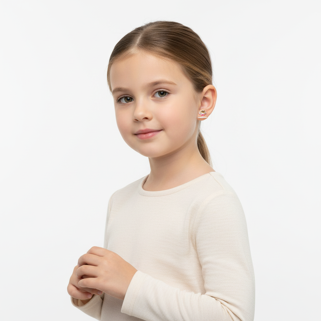 Children's Sterling Silver Pink Gymnastics Girl Stud Earrings - Melchior Jewellery