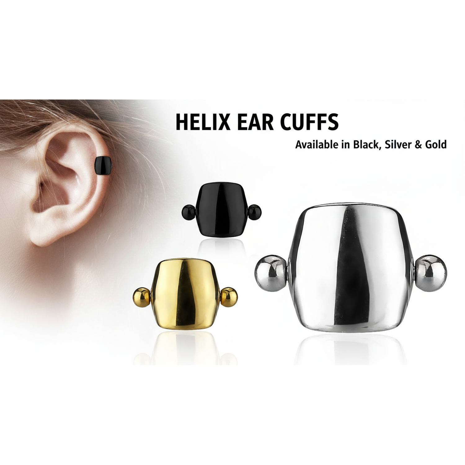 Stainless Steel Helix Piercing Ear Cartilage With Shield - Choose Your Colour - Melchior Jewellery