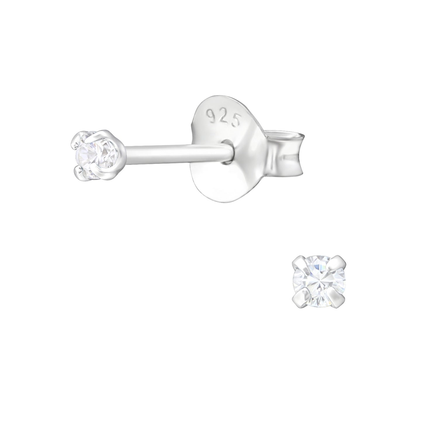 Melchior Jewellery kids sterling silver 925 2mm claw set round earrings sparkly studs