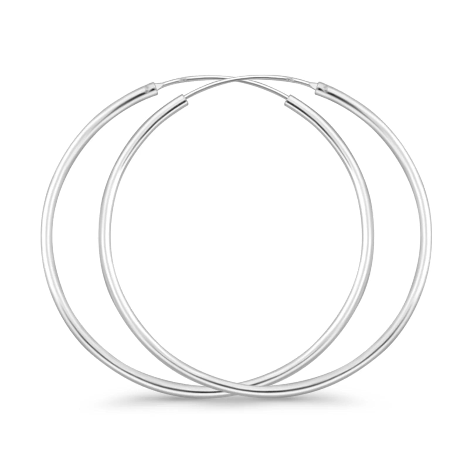 Melchior Jewellery womens silver hoop earrings pair classic minimalist 2mm thick rhodium plated hoops