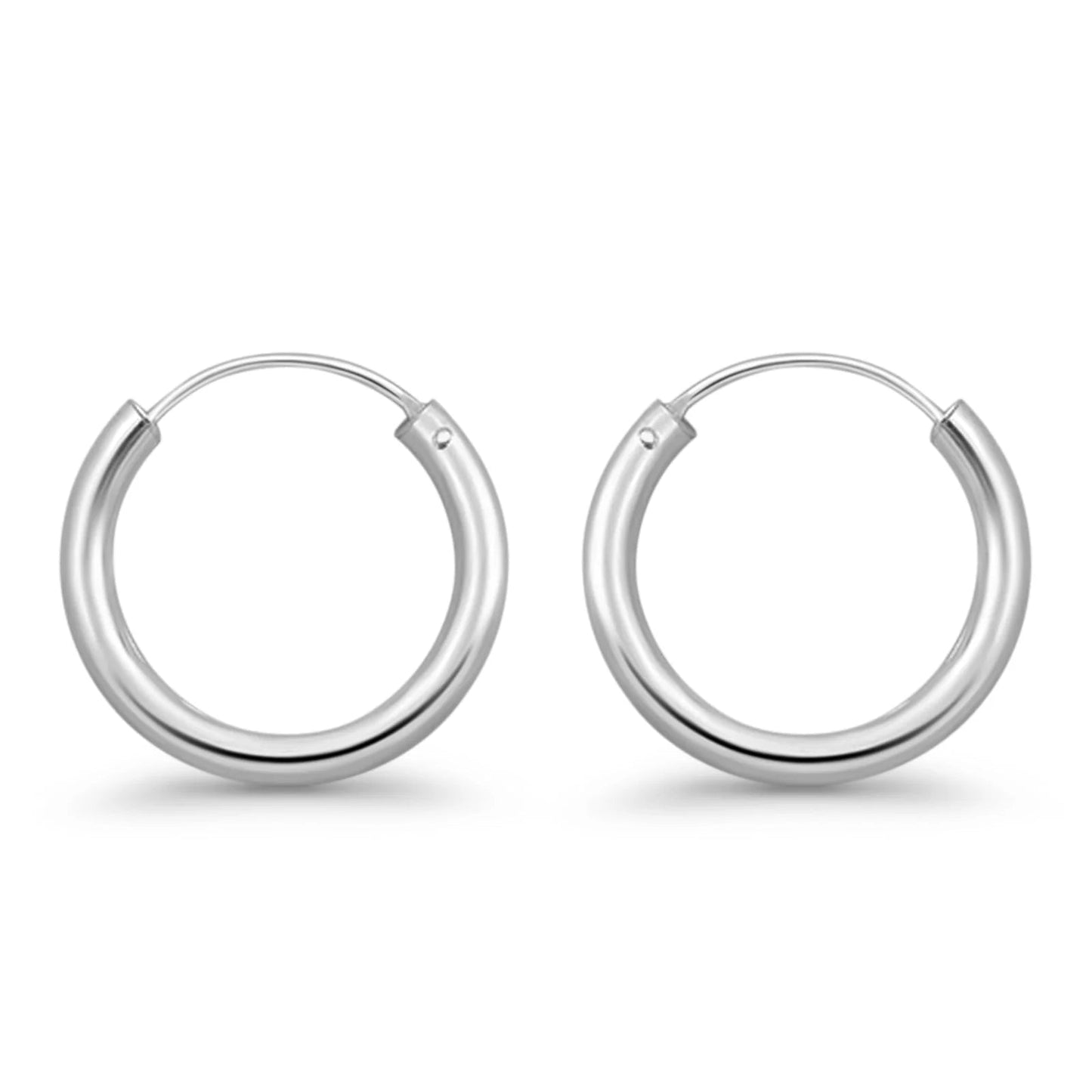 Melchior Jewellery womens polished silver hoop earrings 2mm thick rhodium plated hoops with hinged closure