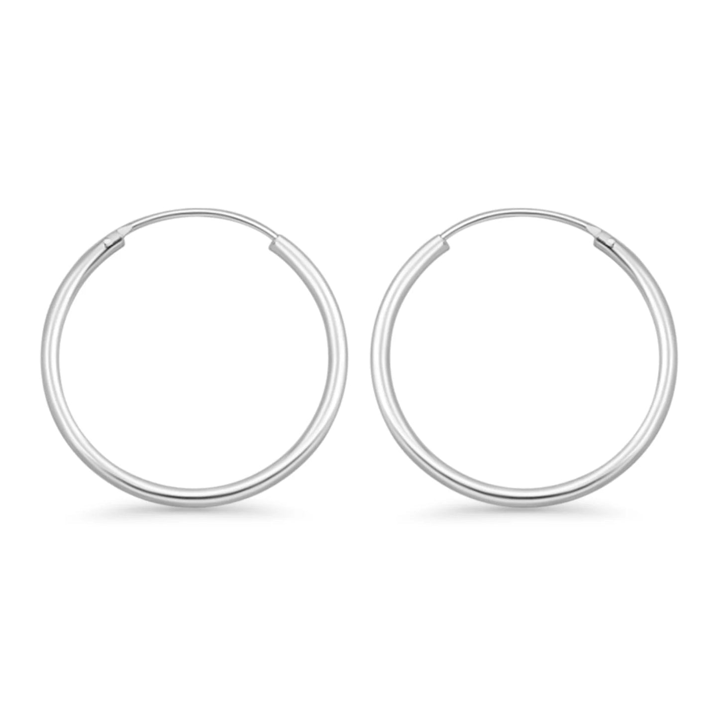 Melchior Jewellery womens 2mm thick rhodium plated hoops polished silver hoop earrings for everyday wear