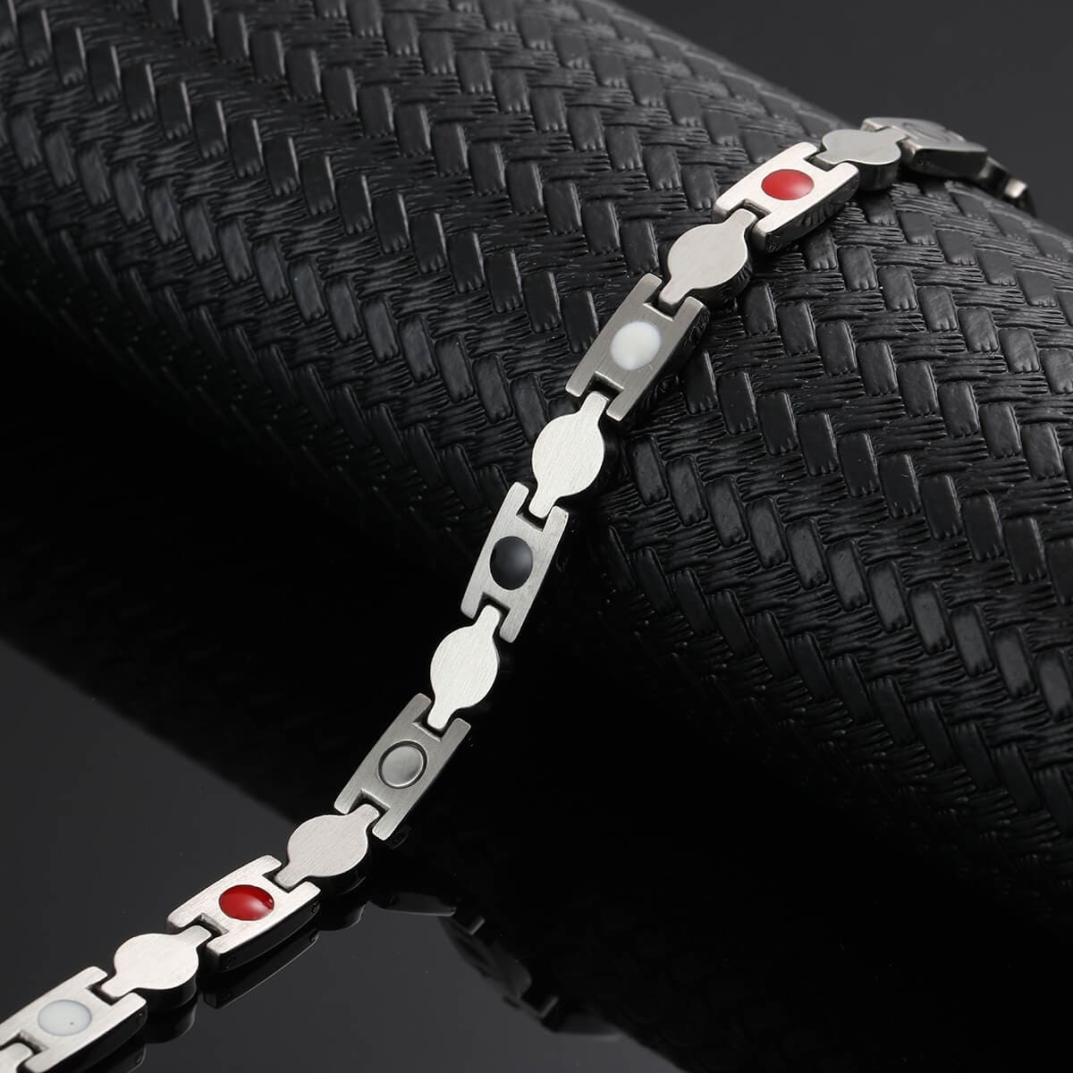 Melchior Jewellery 4 in 1 healing magnetic bracelet ladies with silver link design and coloured magnetic accents