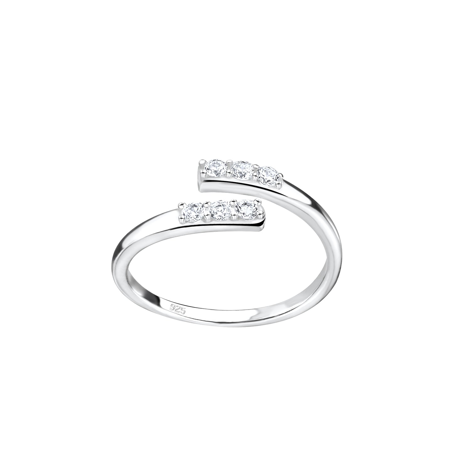 Melchior Jewellery adjustable toe ring with CZ stones in silver open band design