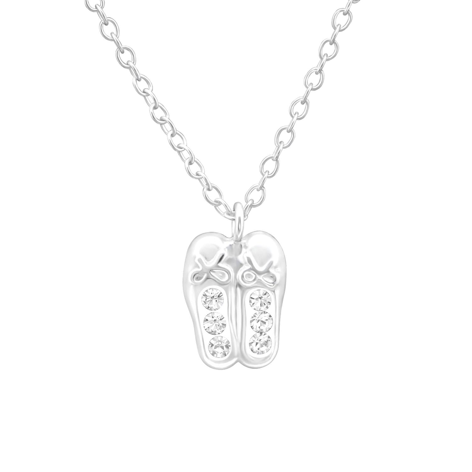 Melchior Jewellery ballet shoes charm necklace for children in silver with crystal details