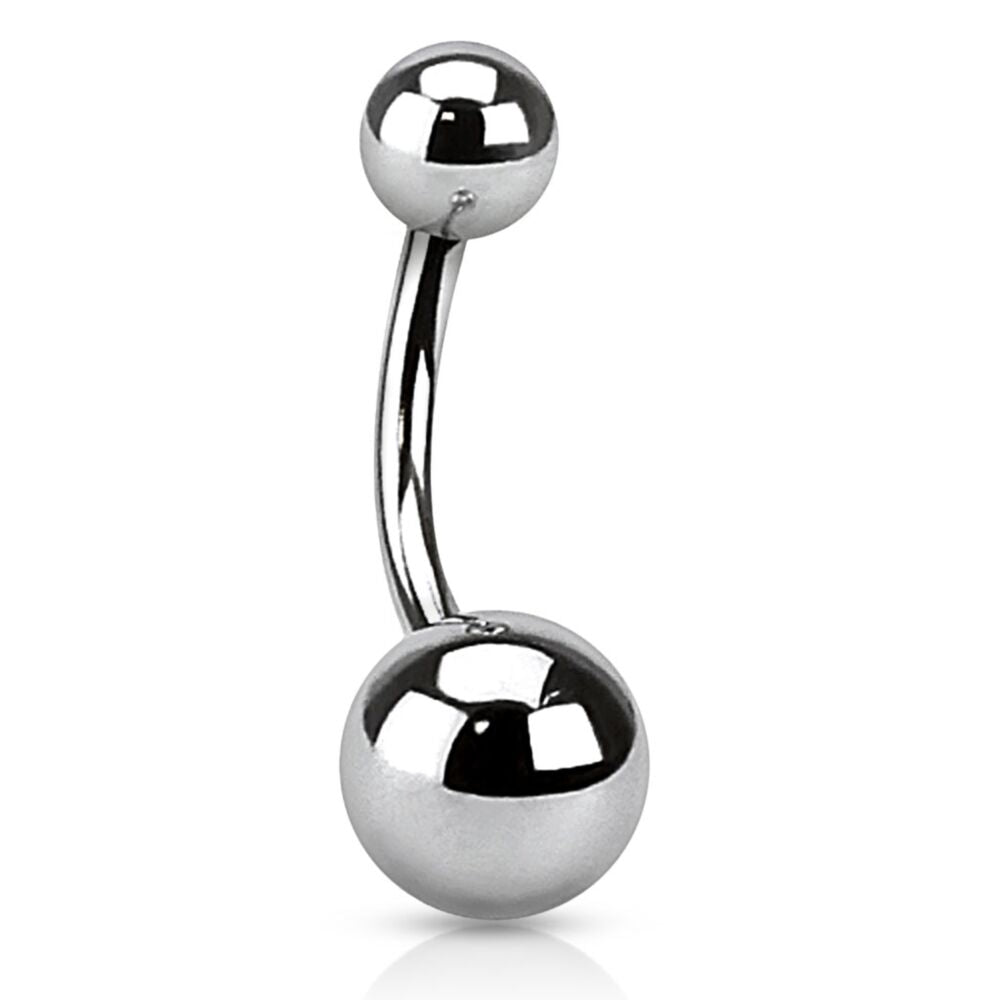 Melchior Jewellery polished steel curved barbell with two balls basic belly button piercing jewellery ideal for everyday wear