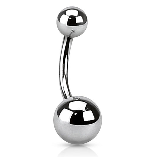 Melchior Jewellery polished steel curved barbell with two balls basic belly button piercing jewellery ideal for everyday wear
