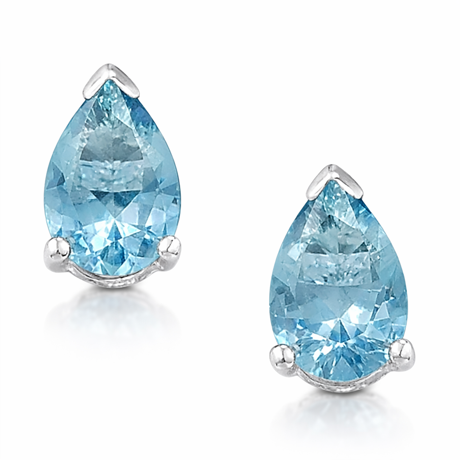 Blue Topaz Stud Earrings for woman by Melchior Jewellery with pear-shaped gemstones in silver setting