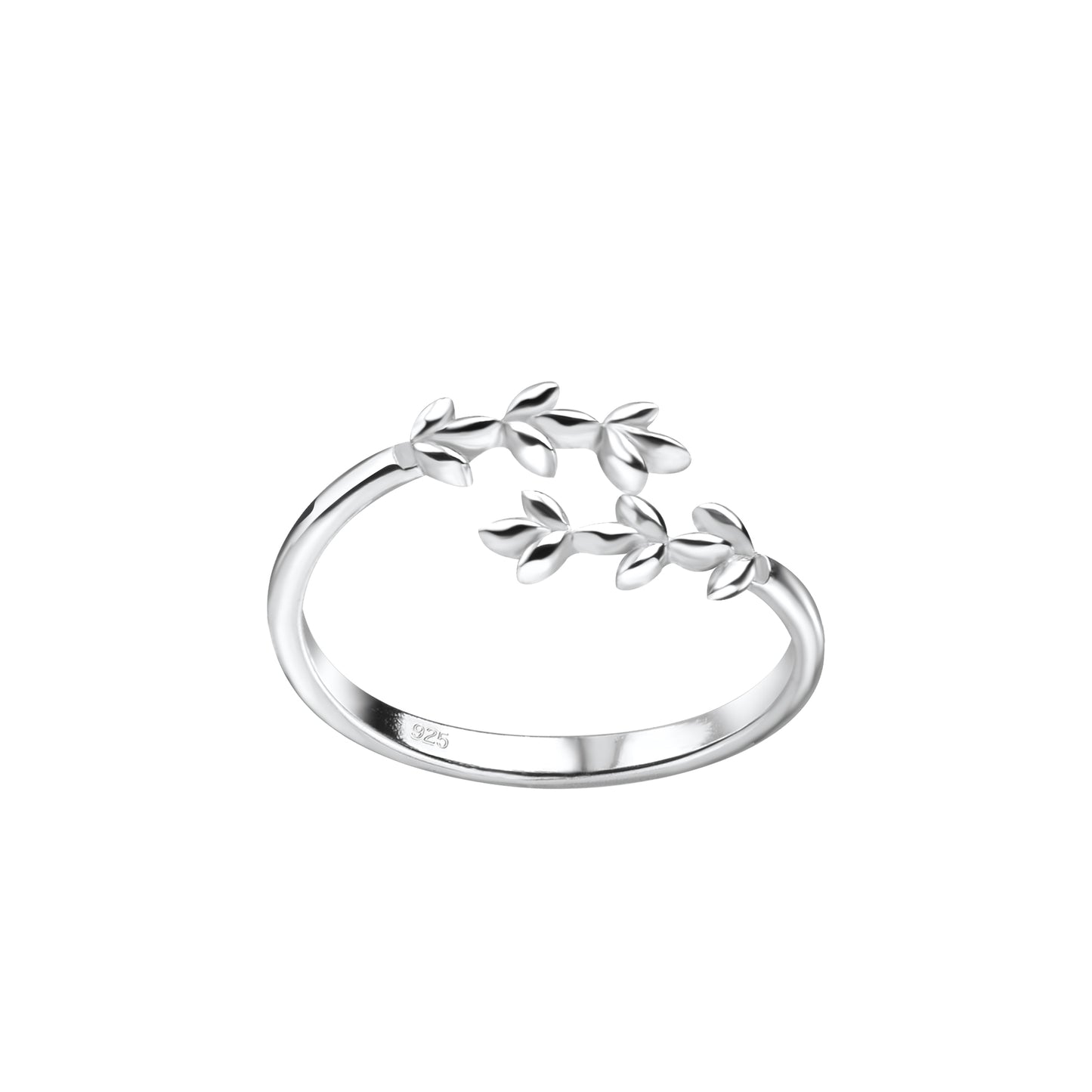 Silver branch design toe ring from Melchior Jewellery with delicate leaf detailing in polished finish