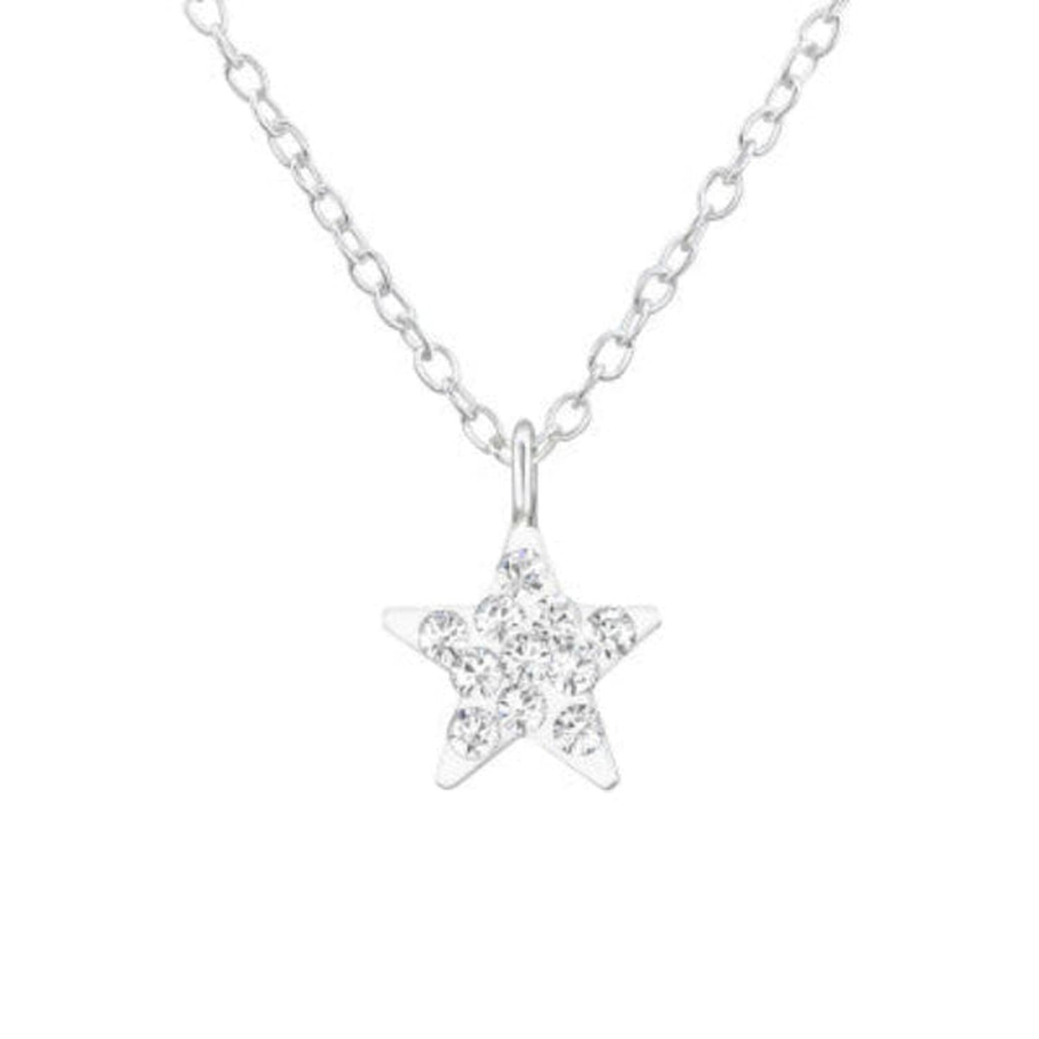 Melchior Jewellery children's sterling silver star necklace with sparkling crystal stones on delicate silver chain