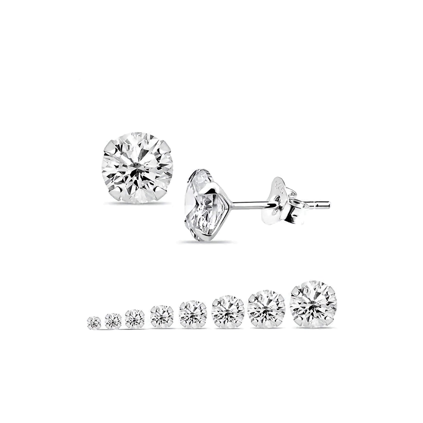 Melchior Jewellery clear round cubic zirconia earrings set of graduated silver stud earrings for women