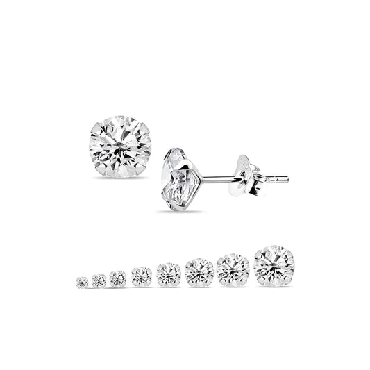 Melchior Jewellery clear round cubic zirconia earrings set of graduated silver stud earrings for women