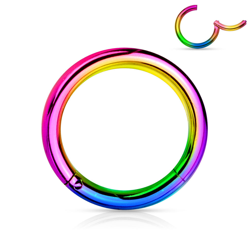Melchior Jewellery coloured steel segment ring rainbow hinged body jewellery hoop