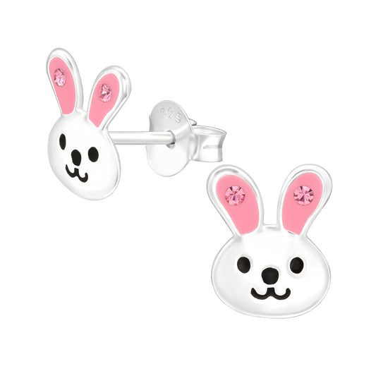 Melchior Jewellery cute rabbit earrings for kids with pink ears and sterling silver studs