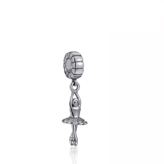 Melchior Jewellery silver dangle ballerina bead for bracelet with detailed tutu and arms raised