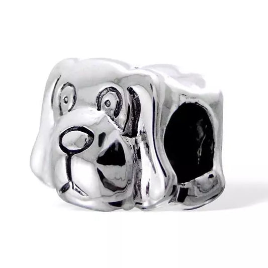 Melchior Jewellery silver dog bead for charm bracelet with detailed dog face design