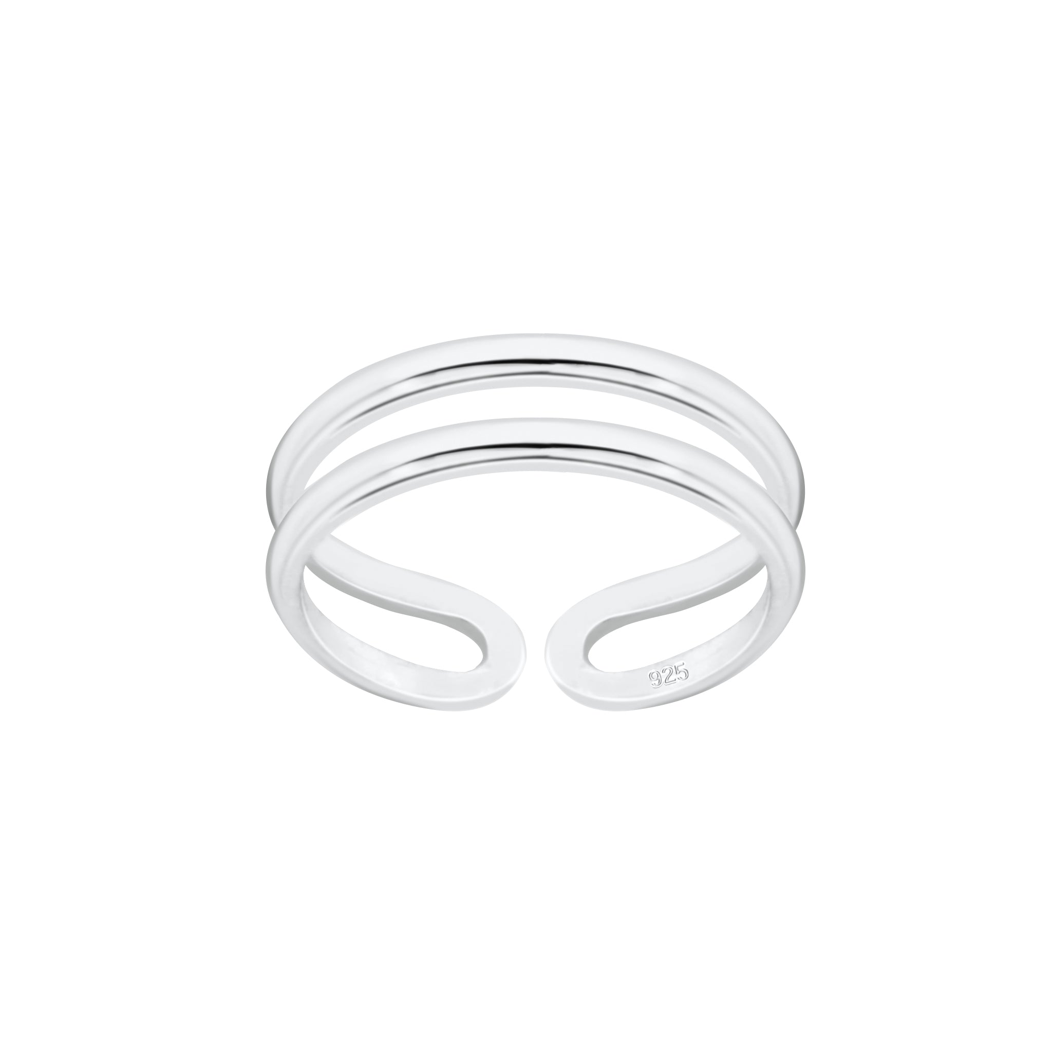 Melchior Jewellery silver double band toe ring with open adjustable design for comfortable fit