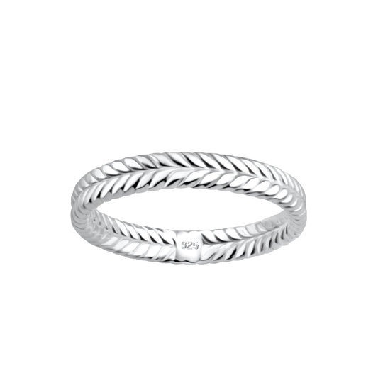 Melchior Jewellery elegant braided silver band womans ring with detailed woven design and 925 stamp