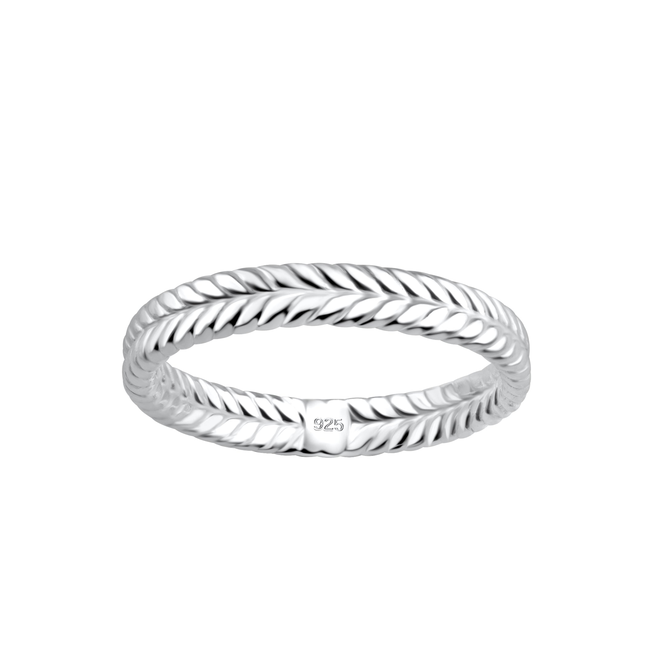 Melchior Jewellery elegant braided silver band womans ring with detailed woven design and 925 stamp