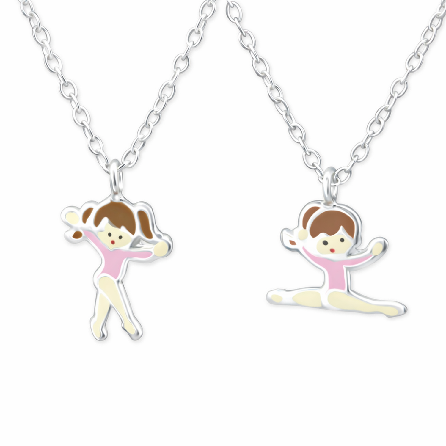 Melchior Jewellery girls ballet dancer jewellery set with two silver necklaces featuring ballet dancer charms