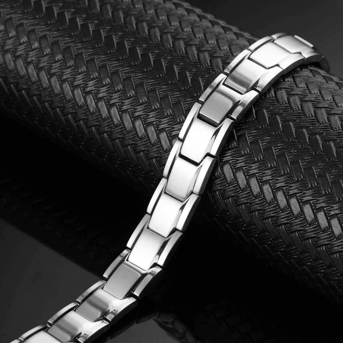 Melchior Jewellery stainless steel link 4 in 1 magnetic health bracelet polished mens style