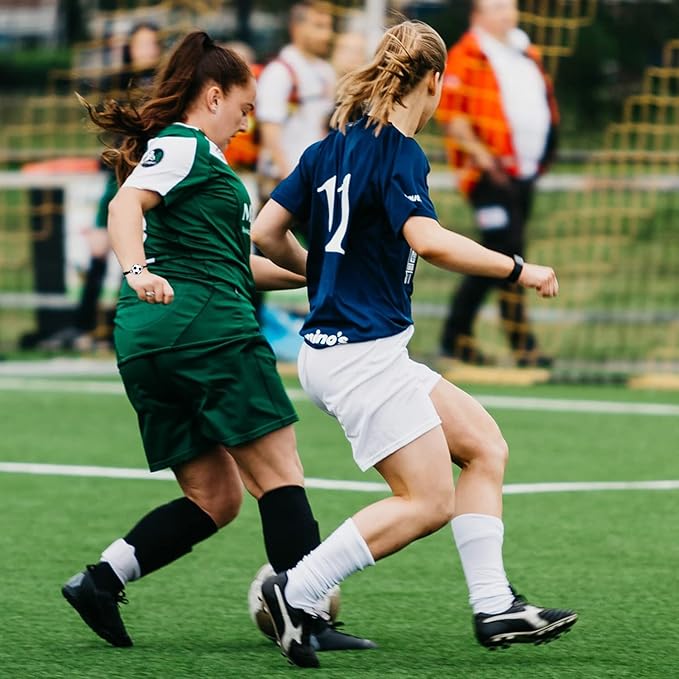 Melchior Jewellery children's football friendship bracelet shown on young female players' wrists during a junior match