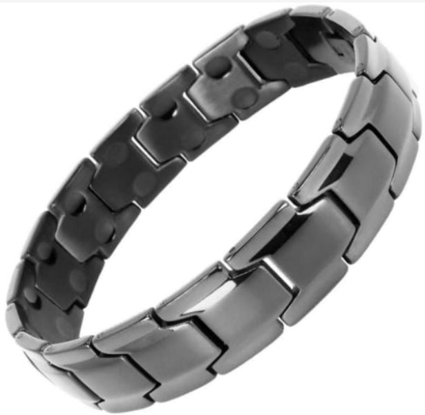 Melchior Jewellery double row titanium magnetic bracelet gunmetal finish linked segments with visible magnets