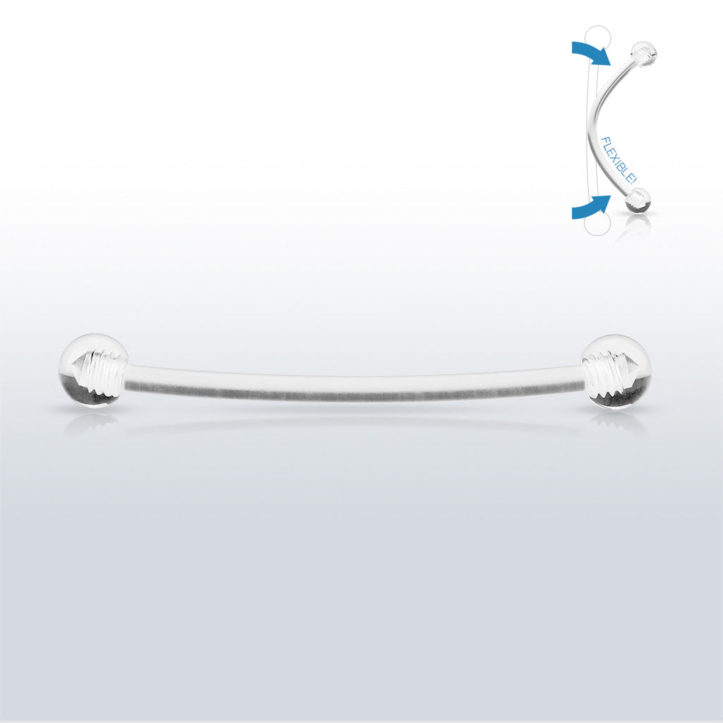 Melchior Jewellery clear curved barbell with screw ball ends flexible maternity piercing retainer for pregnancy
