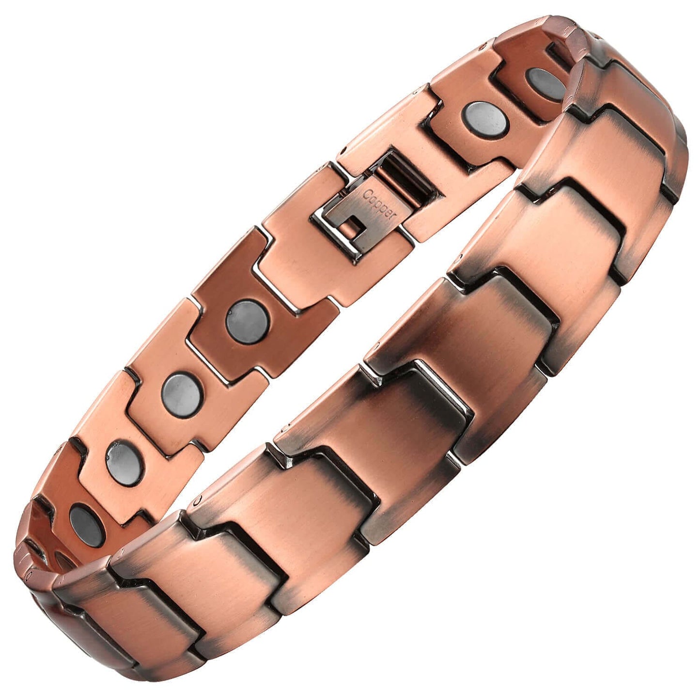Melchior Jewellery copper link magnetic bracelet with black therapy inserts and clasp powerful energy healing bracelet