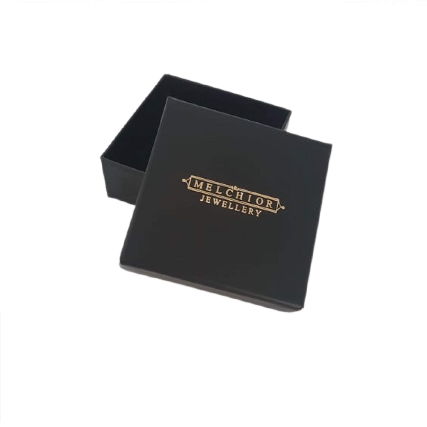 Melchior Jewellery black presentation box for sterling silver football heart studs for children