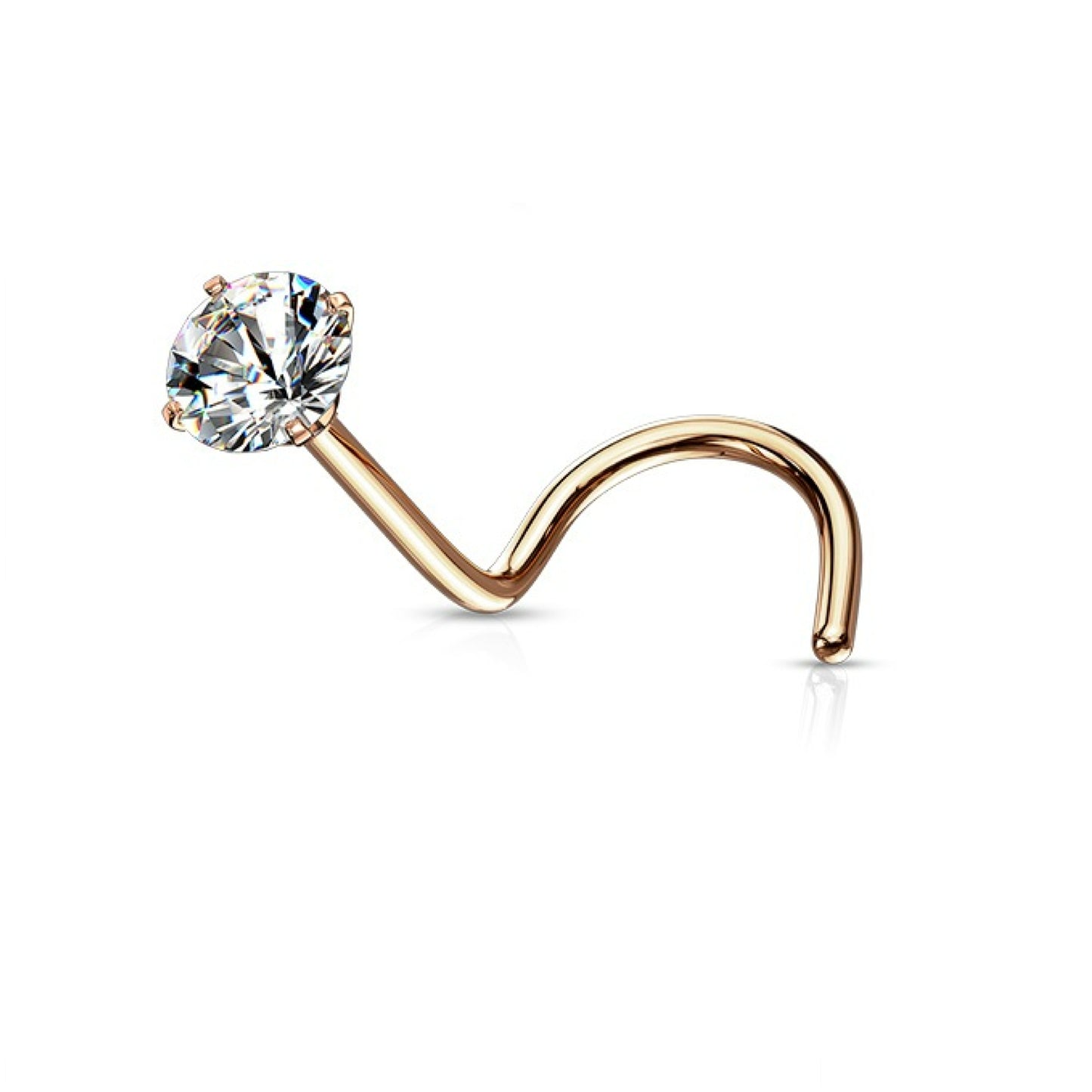 Melchior Jewellery surgical steel crystal nose screw rose gold plated with clear round crystal for subtle everyday sparkle