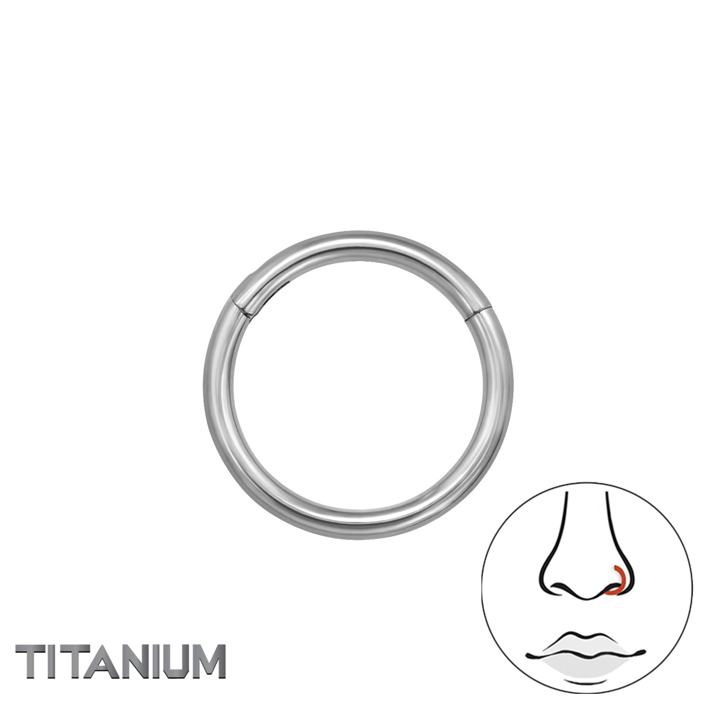 Melchior Jewellery titanium hinged segment ring for nose septum polished silver titanium hoop with secure hinge