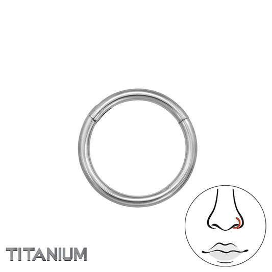 Melchior Jewellery titanium hinged segment ring for nose septum polished silver titanium hoop with secure hinge
