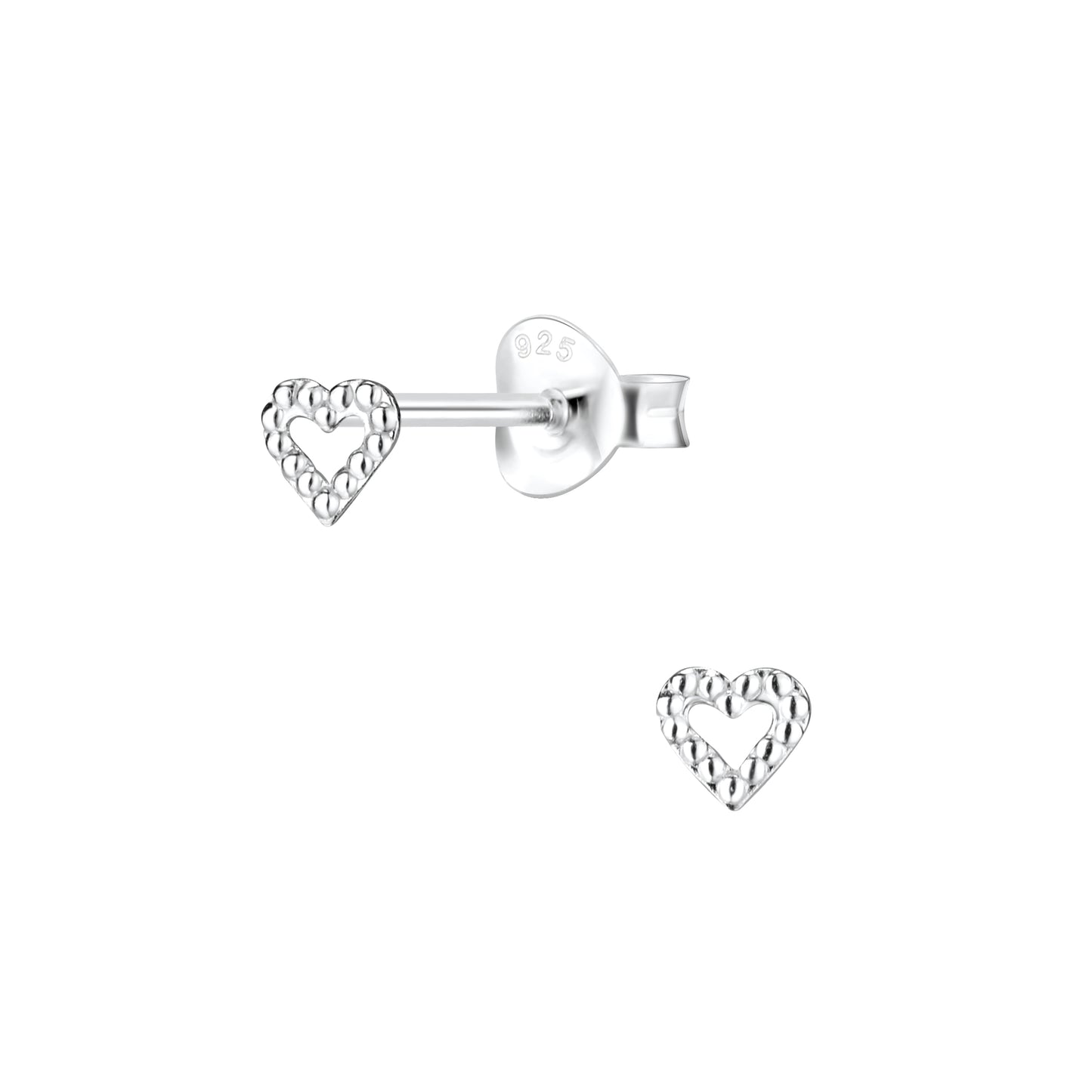 Melchior Jewellery kids open heart stud earrings in sterling silver for children