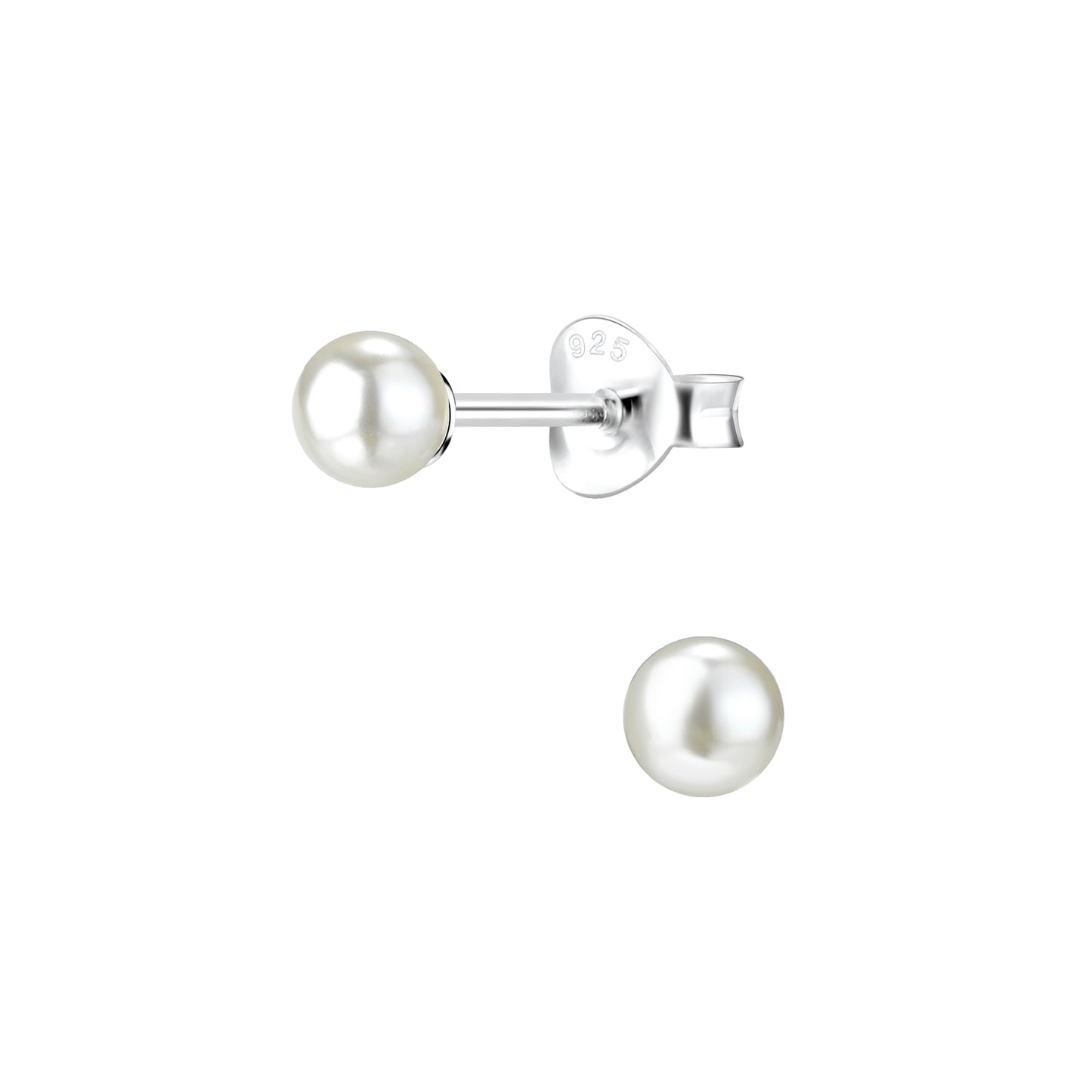 Melchior Jewellery kids white pearl stud earrings with sterling silver posts and secure backs