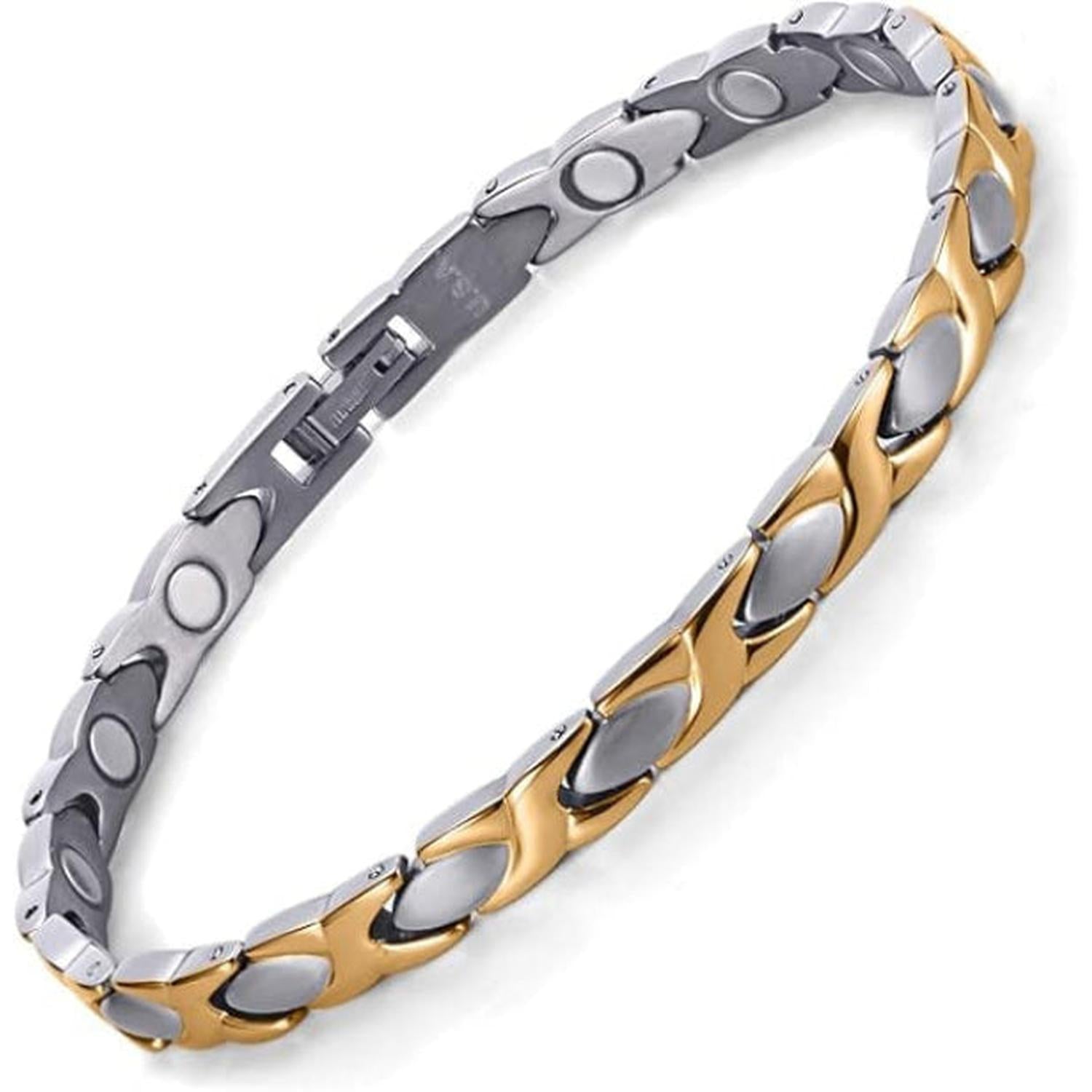 Melchior Jewellery ladies gold and silver magnetic bracelet with sleek interlocking design