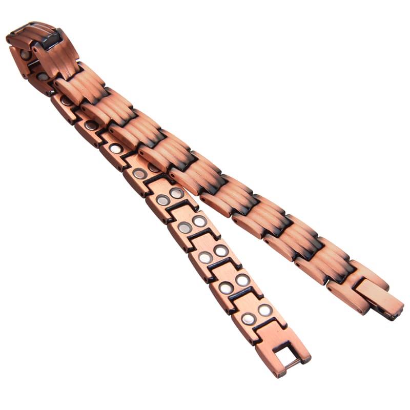 Melchior Jewellery ladies slim copper magnetic bracelet with linked copper panels and visible magnet inserts for everyday wear